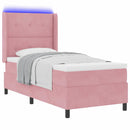 Box spring seng med LED-lysstrimler Lyserød 90 x 190 cm Fløjl