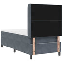 Box spring seng med madras med LED Mørkegrå 90 x 200 cm Fløjl