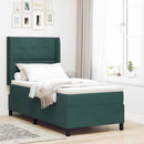 Box spring seng med LED-lysstrimler Mørkegrøn 90 x 200 cm Fløjl