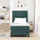 Box spring seng med LED-lysstrimler Grøn 100 x 200 cm Fløjl