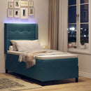 Box spring seng med LED-lysstrimler Blå 100 x 200 cm Fløjl