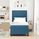 Box spring seng med LED-lysstrimler Blå 100 x 200 cm Fløjl