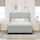 Box spring seng med LED-lysstrimler Lysegrå 140 x 190 cm Fløjl