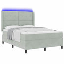 Box spring seng med LED-lysstrimler Lysegrå 140 x 200 cm Fløjl
