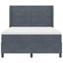 Box spring seng med LED-lysstrimler Mørkegrå 140 x 200 cm Fløjl