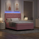 Box spring seng med LED-lysstrimler Lyserød 140 x 200 cm Fløjl