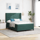 Box spring seng med hovedgærde Mørkegrøn 160 x 200 cm Fløjl