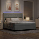 Box spring seng med madras med LED Lysegrå 180 x 200 cm Fløjl