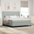Box spring seng med madras med LED Lysegrå 180 x 200 cm Fløjl