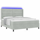 Box spring seng med madras med LED Lysegrå 180 x 200 cm Fløjl