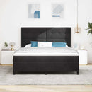 Box spring seng med LED-lysstrimler Sort 180 x 200 cm Fløjl