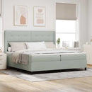 Box spring seng med madras med LED Lysegrå 200 x 200 cm Fløjl