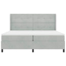 Box spring seng med madras med LED Lysegrå 200 x 200 cm Fløjl