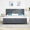 Box spring seng med madras med LED Mørkegrå 200 x 200 cm Fløjl