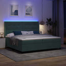 Box spring seng med hovedgærde Mørkegrøn 200 x 200 cm Fløjl
