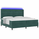 Box spring seng med hovedgærde Mørkegrøn 200 x 200 cm Fløjl