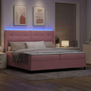 Box spring seng med madras med LED Lyserød 200 x 200 cm Fløjl