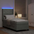 Box spring seng med LED-lysstrimler Lysegrå 80 x 200 cm Fløjl