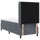Box spring seng med LED-lysstrimler Mørkegrå 80 x 200 cm Fløjl