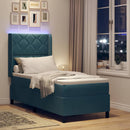 Box spring seng med LED-lysstrimler Blå 80 x 200 cm Fløjl