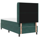Box spring seng med LED-lysstrimler Mørkegrøn 90 x 190 cm Fløjl
