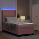 Box spring seng med LED-lysstrimler Lyserød 90 x 190 cm Fløjl
