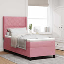 Box spring seng med LED-lysstrimler Lyserød 90 x 190 cm Fløjl