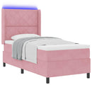 Box spring seng med LED-lysstrimler Lyserød 90 x 190 cm Fløjl