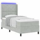 Box spring seng med LED-lysstrimler Lysegrå 100 x 200 cm Fløjl