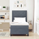 Box spring seng med LED-lysstrimler Mørkegrå 100 x 200 cm Fløjl