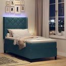 Box spring seng med LED-lysstrimler Blå 100 x 200 cm Fløjl