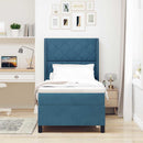 Box spring seng med LED-lysstrimler Blå 100 x 200 cm Fløjl