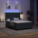 Box spring seng med LED-lysstrimler Mørkegrå 140 x 200 cm Fløjl