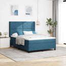 Box spring seng med LED-lysstrimler Blå 140 x 200 cm Fløjl