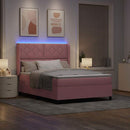 Box spring seng med LED-lysstrimler Lyserød 140 x 200 cm Fløjl