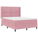 Box spring seng med LED-lysstrimler Lyserød 140 x 200 cm Fløjl