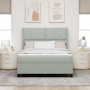 Box spring seng med LED-lysstrimler Lysegrå 160 x 200 cm Fløjl