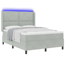 Box spring seng med LED-lysstrimler Lysegrå 160 x 200 cm Fløjl