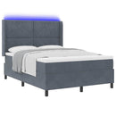 Box spring seng med LED-lysstrimler Mørkegrå 160 x 200 cm Fløjl