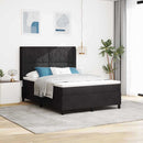 Box spring seng med LED-lysstrimler Sort 160 x 200 cm Fløjl