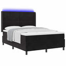 Box spring seng med LED-lysstrimler Sort 160 x 200 cm Fløjl