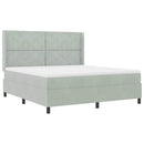 Box spring seng med madras med LED Lysegrå 180 x 200 cm Fløjl