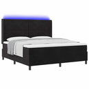 Box spring seng med LED-lysstrimler Sort 180 x 200 cm Fløjl