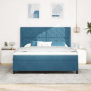 Box spring seng med LED-lysstrimler Blå 180 x 200 cm Fløjl