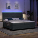 Box spring seng med LED-lysstrimler Mørkegrå 200 x 200 cm Fløjl