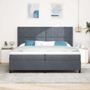 Box spring seng med LED-lysstrimler Mørkegrå 200 x 200 cm Fløjl