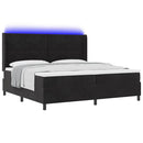 Box spring seng med LED-lysstrimler Sort 200 x 200 cm Fløjl