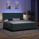Box spring seng med hovedgærde Mørkegrøn 200 x 200 cm Fløjl