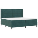Box spring seng med hovedgærde Mørkegrøn 200 x 200 cm Fløjl