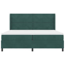 Box spring seng med hovedgærde Mørkegrøn 200 x 200 cm Fløjl